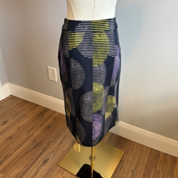 White Stuff Shapely Pencil Skirt, Black w/ Purple Yellow Grey NWT, SZ 8 - Picture 8 of 8